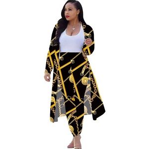 Large// Womens 2 Piece Outfits Floral Printed Long Sleeves Open Front Cardigan